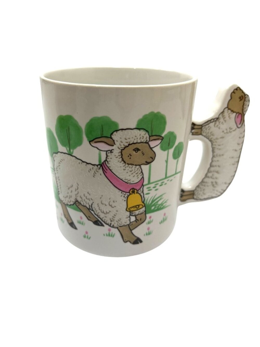 Vintage Ceramic Sheep Mug With 3D Handle Design & Pastoral Scene 16b - Picture 1 of 5